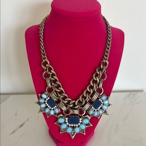 Elegant Blue and Gold Statement Necklace